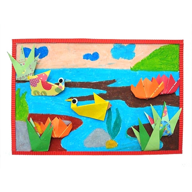 색칠공부 연꽃이 피어있는 호숫가 10개 종이접기