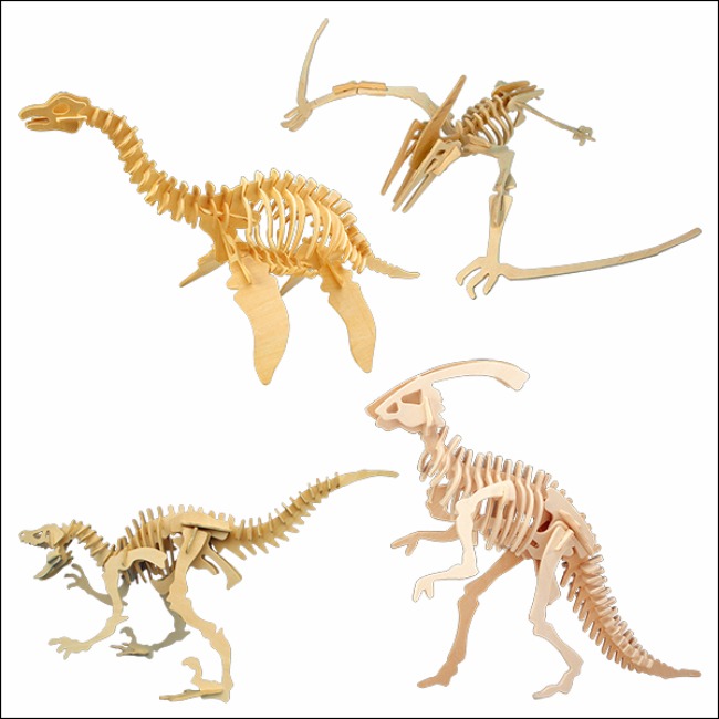 3D 입체 나무 공룡 4종 세트 B