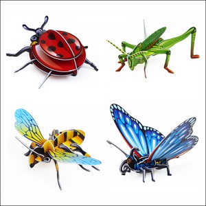 3D 입체퍼즐 곤충 4종 세트 무당벌레메뚜기꿀벌나비
