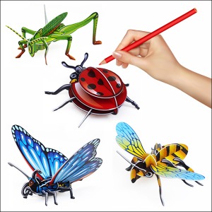 DIY 3D 입체 색칠 곤충퍼즐 나비+꿀벌 세트